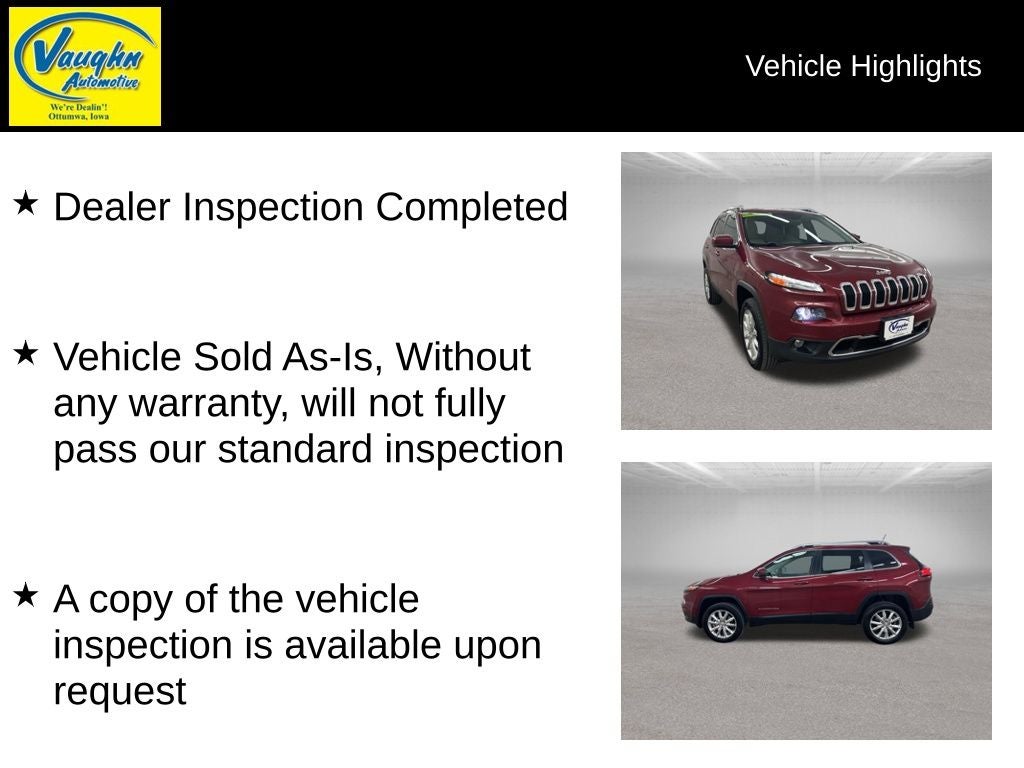 Used 2015 Jeep Cherokee Limited with VIN 1C4PJMDS0FW512524 for sale in Ottumwa, IA