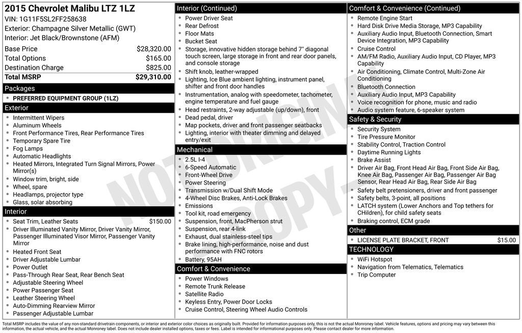 2015 Chevrolet Malibu LTZ 1LZ