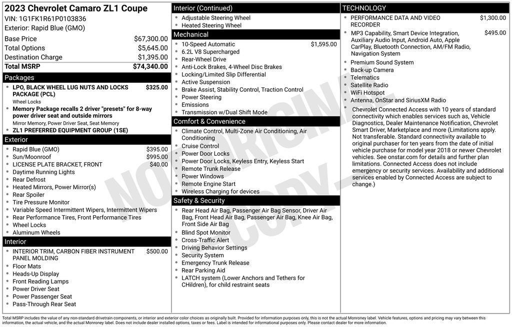 2023 Chevrolet Camaro ZL1