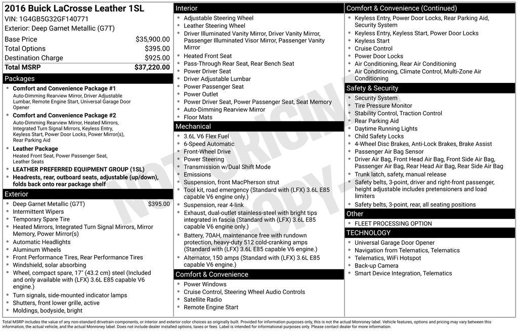 2016 Buick LaCrosse Leather Group