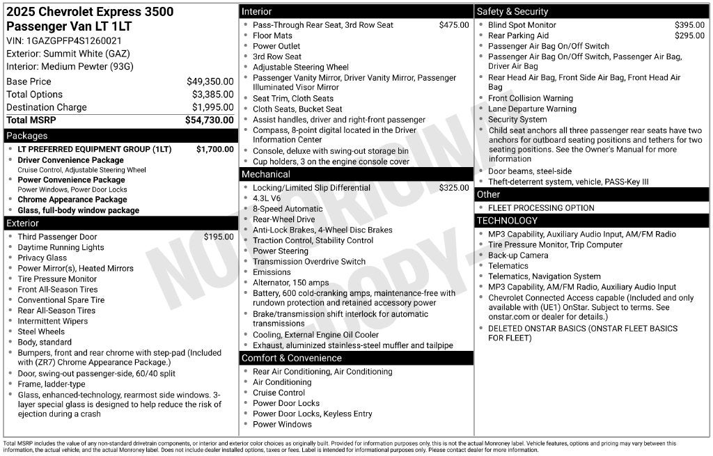 2025 Chevrolet Express 3500 LT Passenger