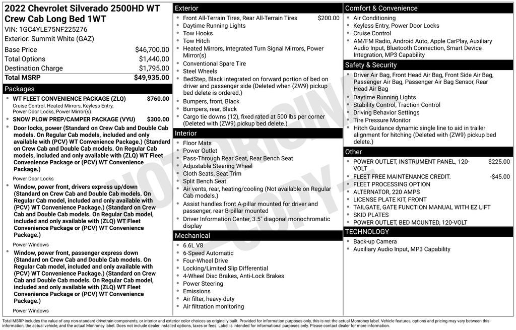 2022 Chevrolet Silverado 2500HD Work Truck