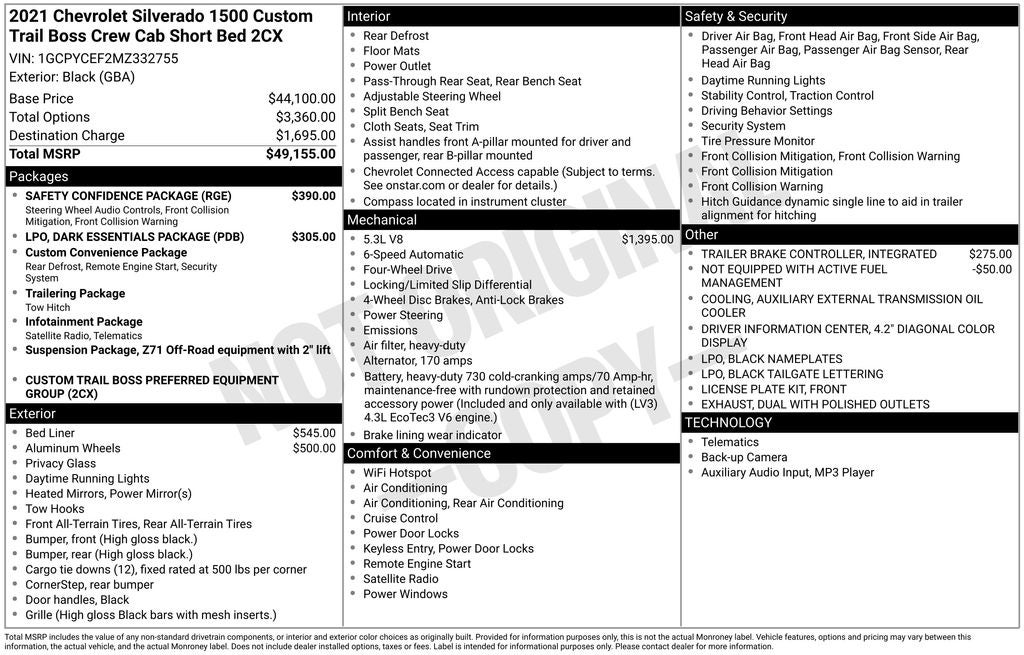 2021 Chevrolet Silverado 1500 Custom Trail Boss