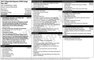 2017 Chevrolet Express 2500 Work Van Cargo