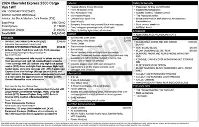 2024 Chevrolet Express 2500 Work Van Cargo