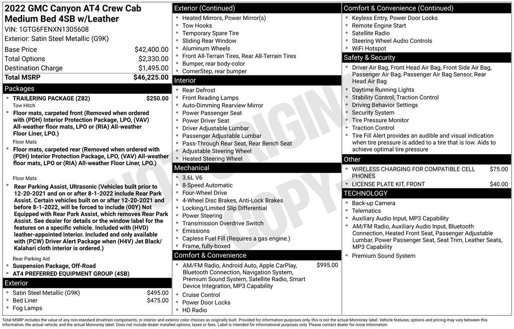 2022 GMC Canyon AT4 w/Leather