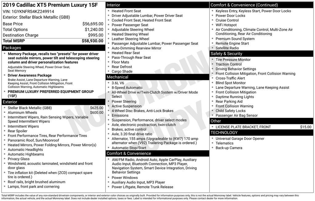 2019 Cadillac XT5 Premium Luxury