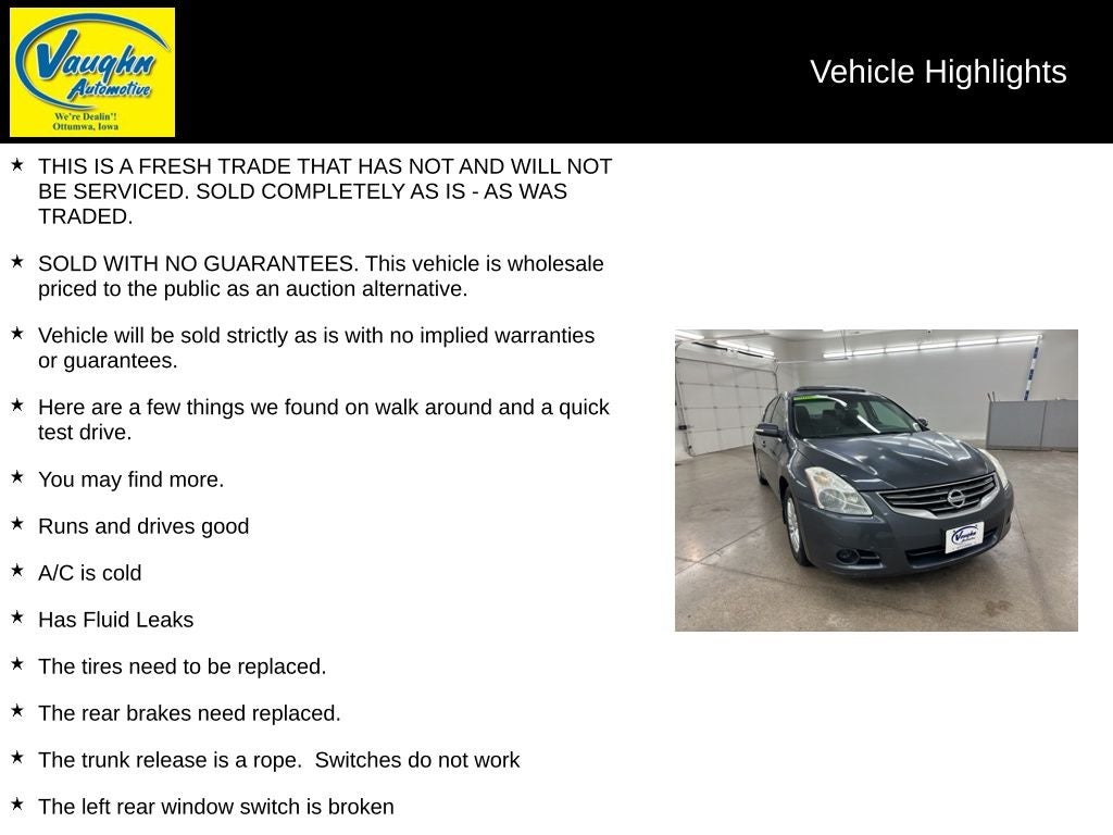 Used 2012 Nissan Altima S with VIN 1N4AL2AP7CN492154 for sale in Ottumwa, IA