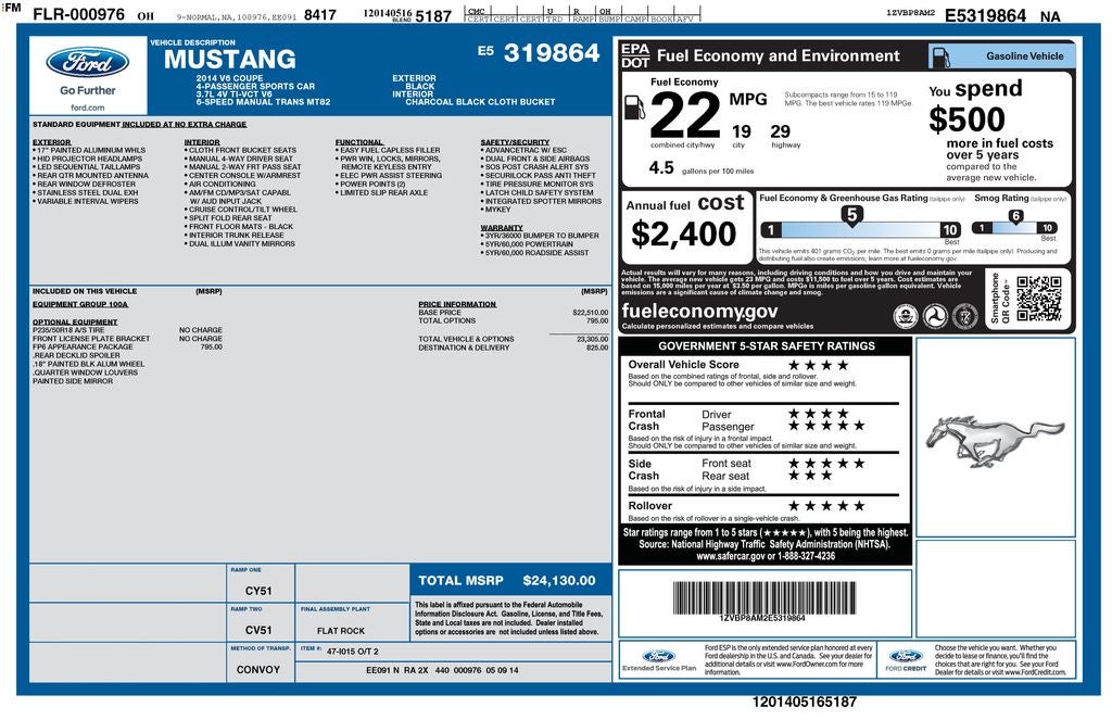 2014 Ford Mustang V6