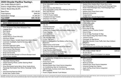 2020 Chrysler Pacifica Touring L