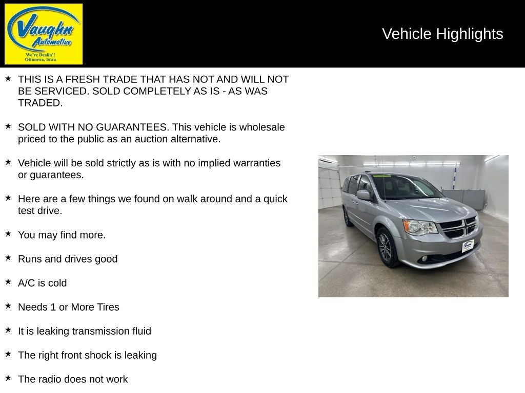 Used 2017 Dodge Grand Caravan SXT with VIN 2C4RDGCG6HR589831 for sale in Ottumwa, IA