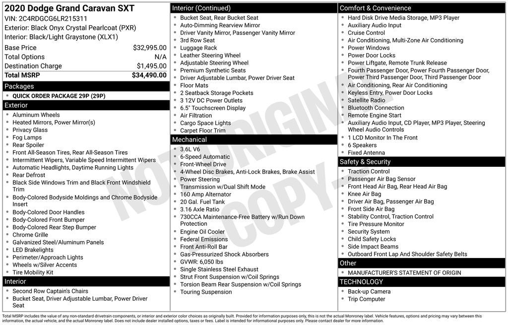 2020 Dodge Grand Caravan SXT