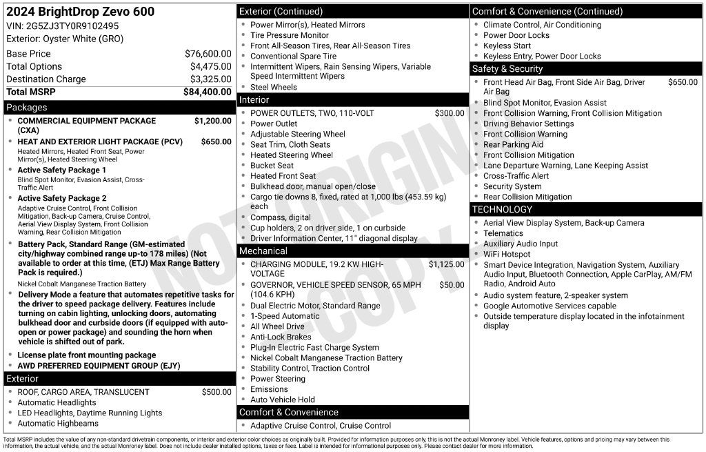 2024 BrightDrop Zevo 600 Base