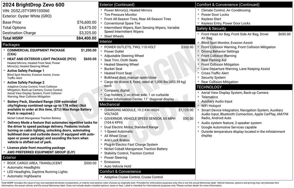2024 BrightDrop Zevo 600 Base