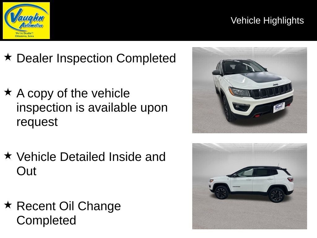 Used 2019 Jeep Compass Trailhawk with VIN 3C4NJDDB5KT669022 for sale in Ottumwa, IA