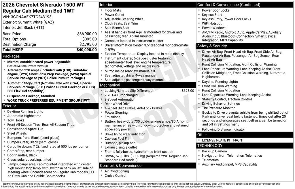 2026 Chevrolet Silverado 1500 WT