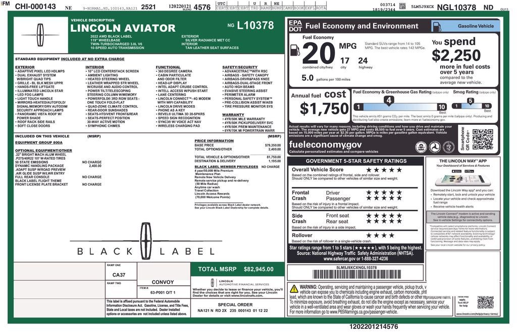 2022 Lincoln Aviator Black Label