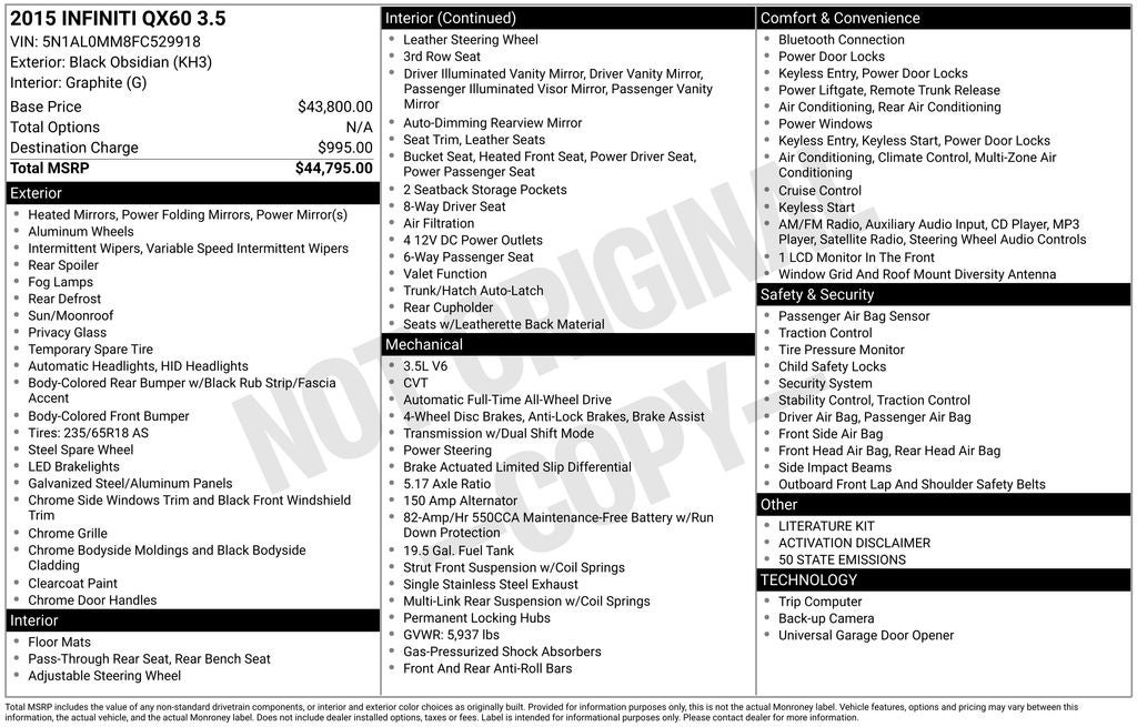 2015 INFINITI QX60 Base