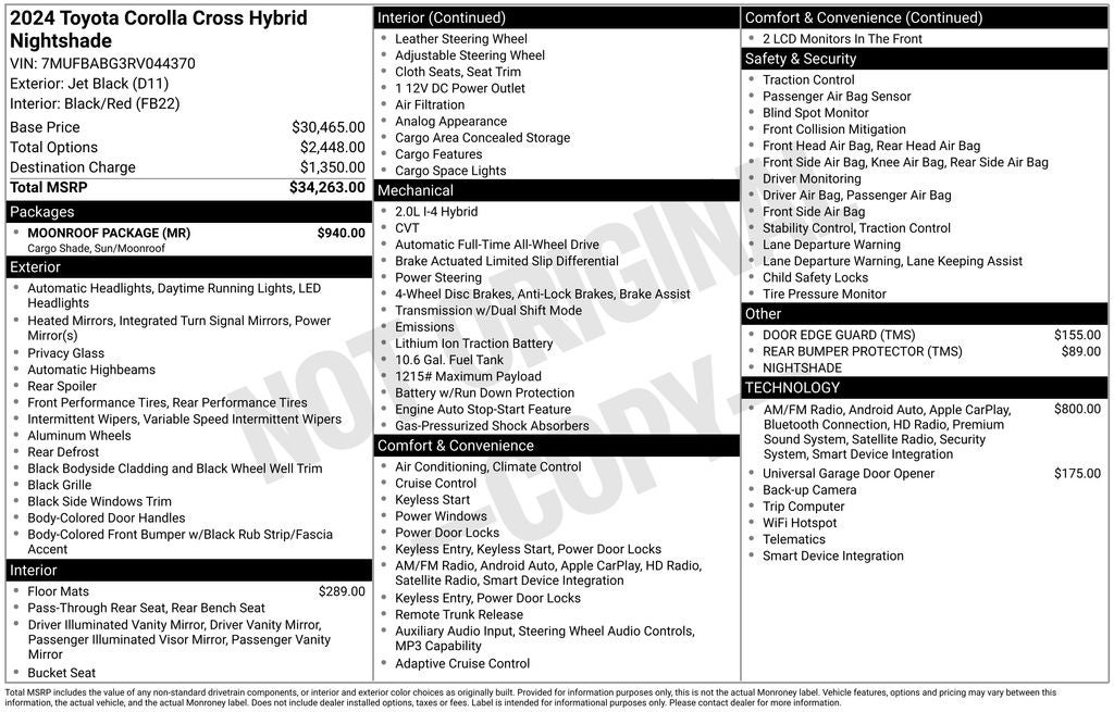 2024 Toyota Corolla Cross Hybrid Nightshade