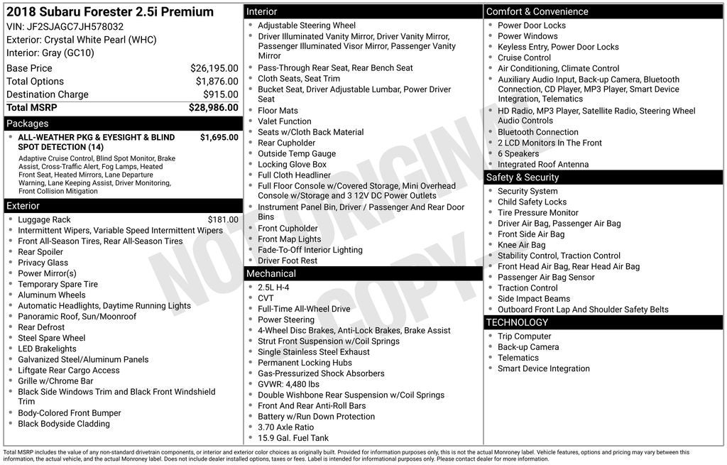2018 Subaru Forester 2.5i Premium