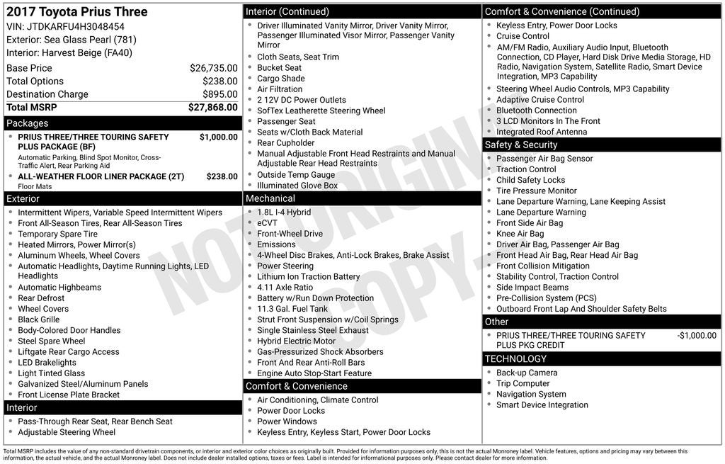 2017 Toyota Prius Three