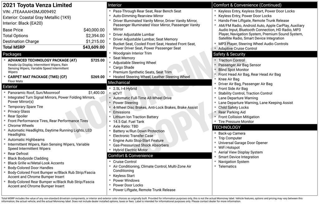 2021 Toyota Venza Limited