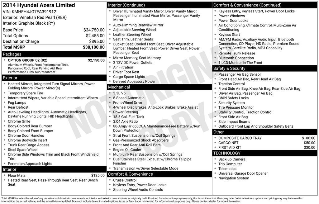 2014 Hyundai Azera Limited