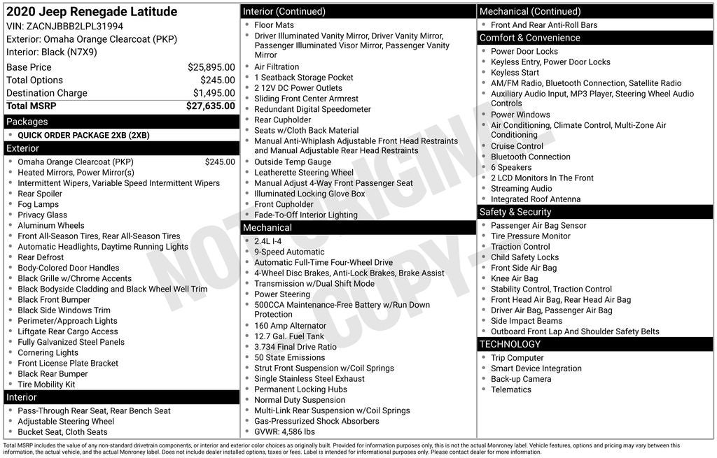 2020 Jeep Renegade Latitude